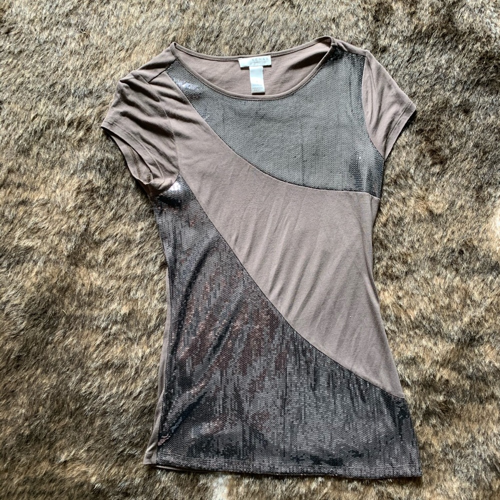 Kenar taupe sequin tunic, medium